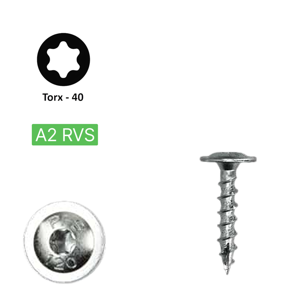 Flenskop schroef 6,0 x 40 Torx (T30) | PFS+ RVS A2 | 100 stuks