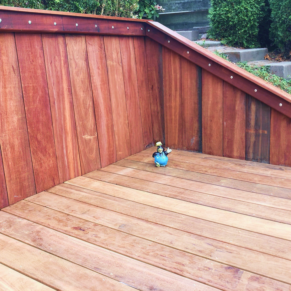 Hardhouten Damwand 50 mm TLV– Hoogte 500 cm | Azobé & Okan Veer/Groef