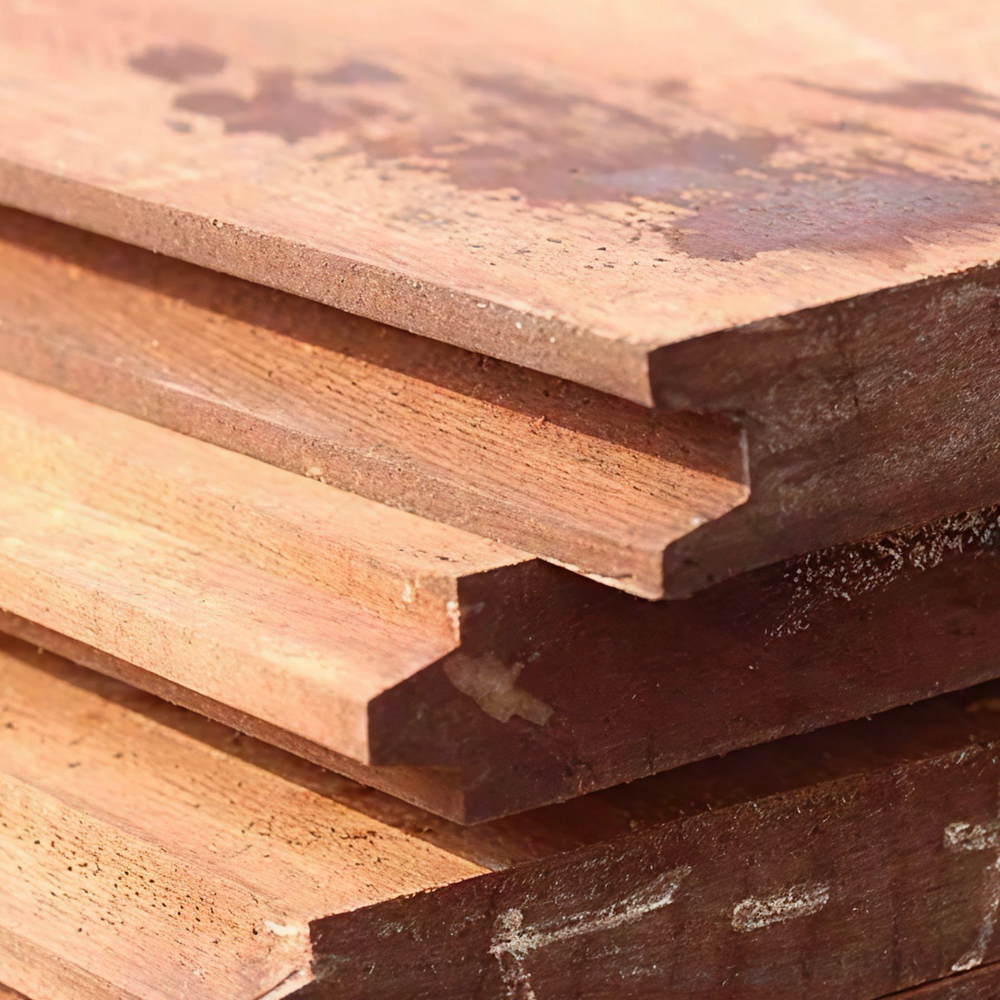 Hardhouten Damwand 50 mm TLV– Hoogte 500 cm | Azobé & Okan Veer/Groef