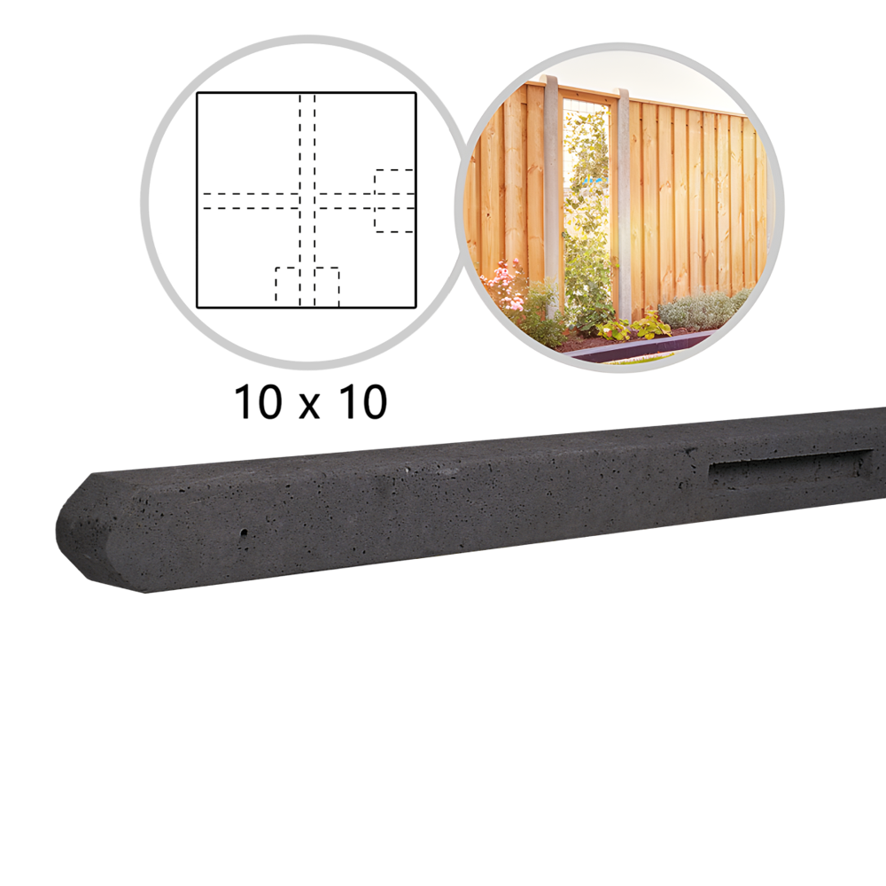 Betonpaal stamp 10 x 10 x 280cm Antraciet Hoekpaal