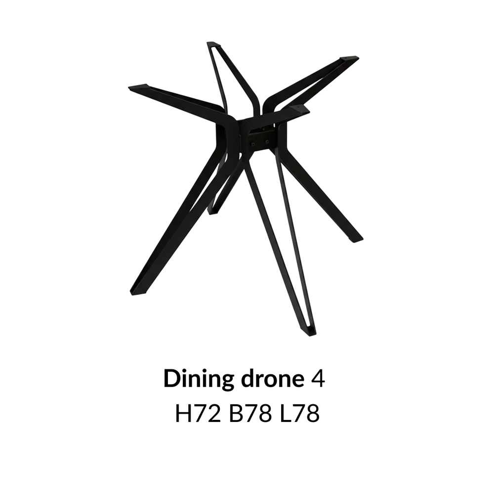 Metalen onderstel Dining Drone 4 zwart RAL9005 - 89x72cm.