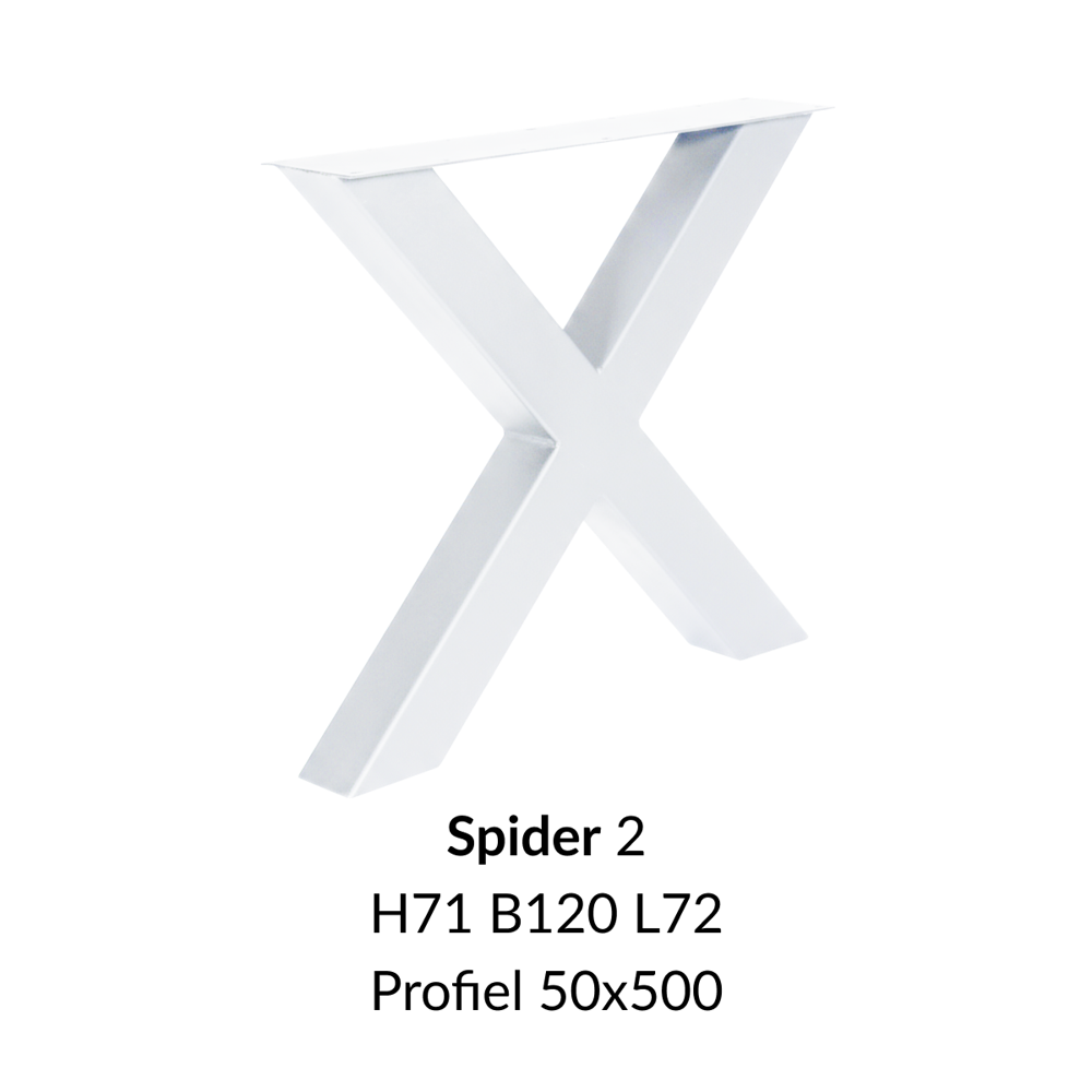 Metalen onderstel X wit RAL9010 - 71cm hoog - 80cm breed. Profiel 100x100mm