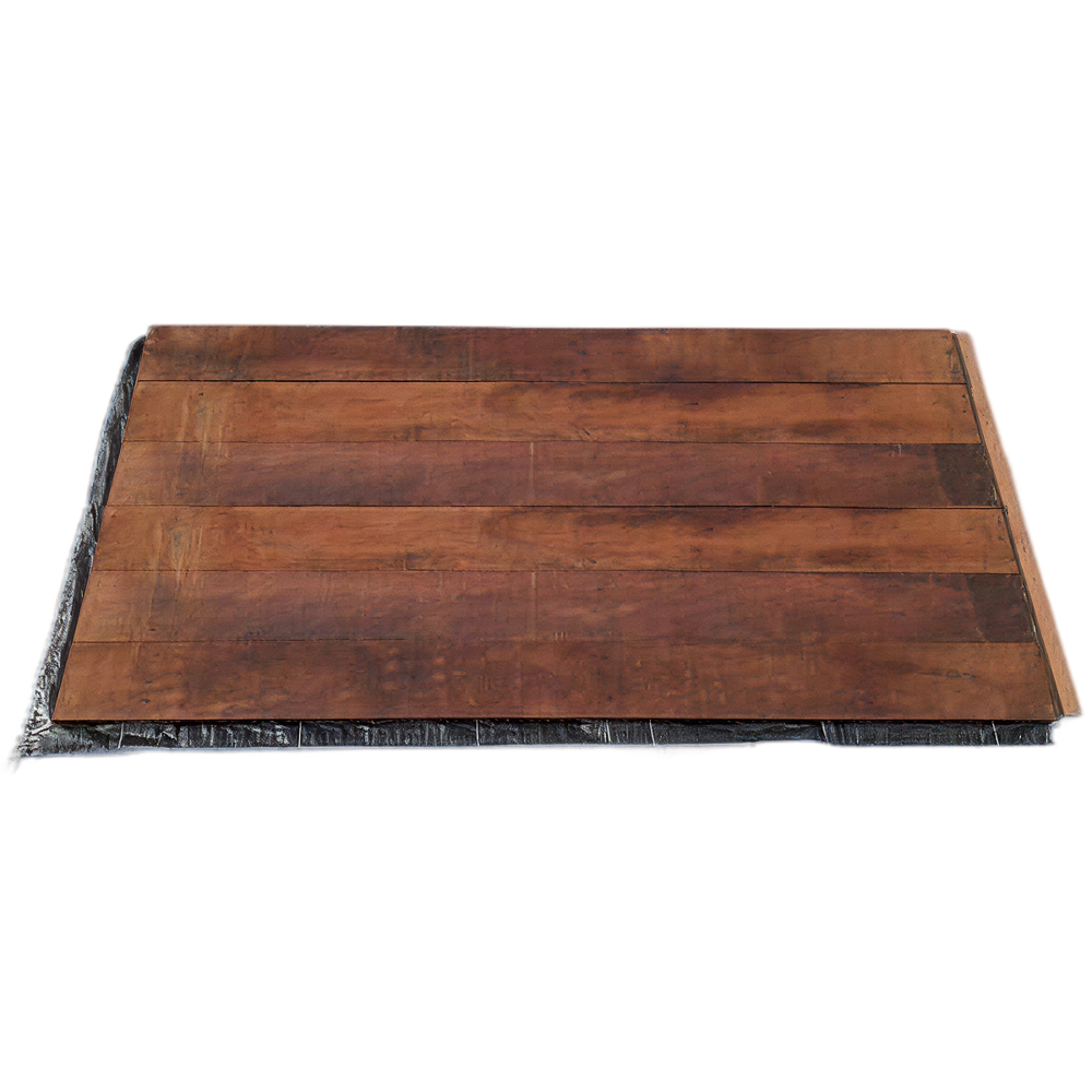 Opgeklampt schot vol hardhout, per m2