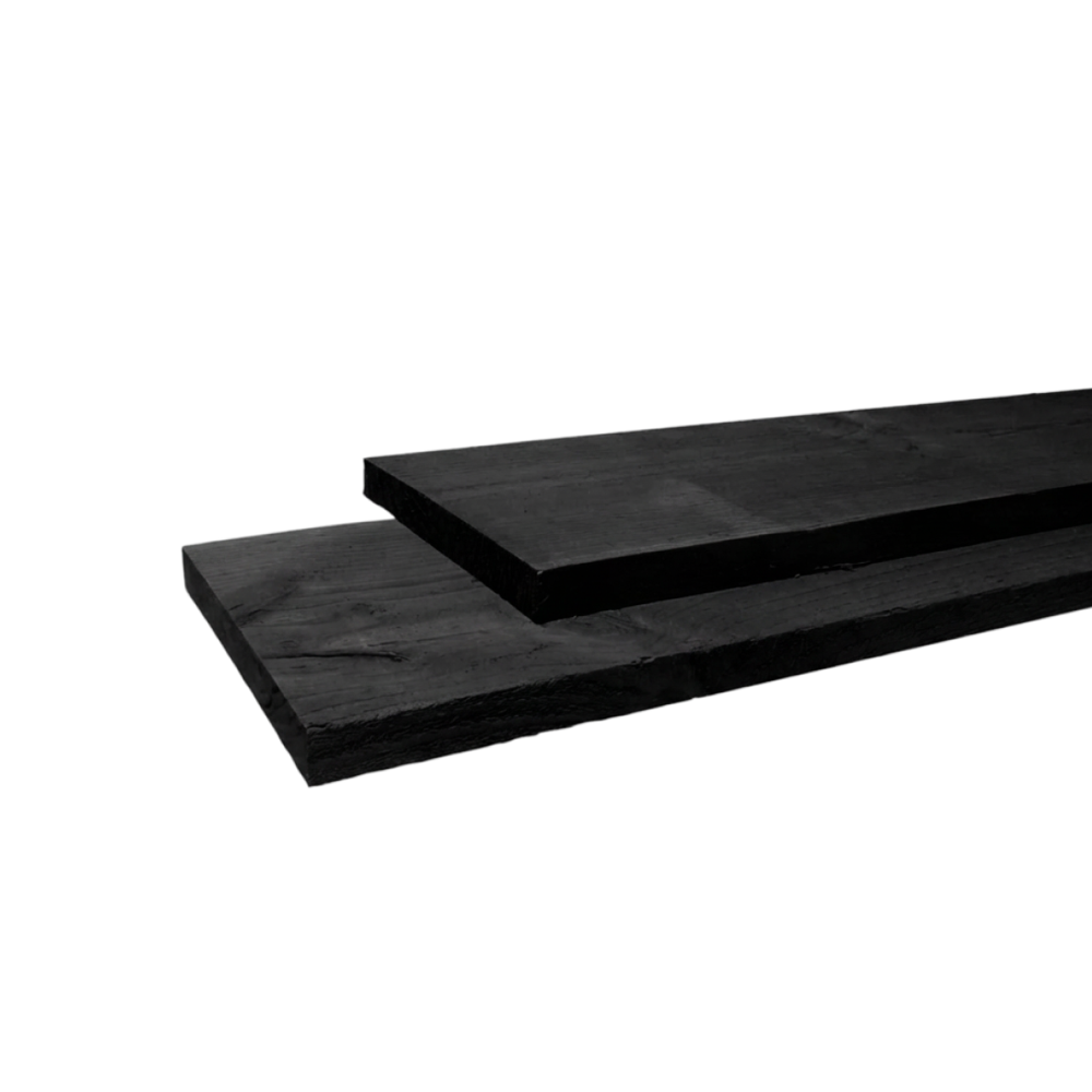 Plank Fijnbezaagd zwart  22 x 200 mm Zwart 5,00 mtr Lariks / Douglas