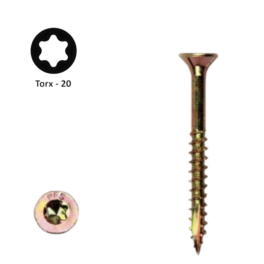 Spaanplaatschroef 4,5 x 60 Torx (T20) | PFS+ verzinkt | 200 stuks