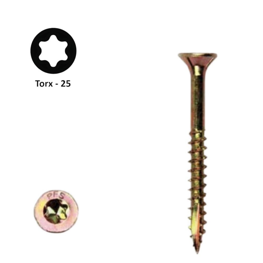 Spaanplaatschroef 5,0 x 50 Torx (T25) | PFS+ verzinkt | 200 stuks