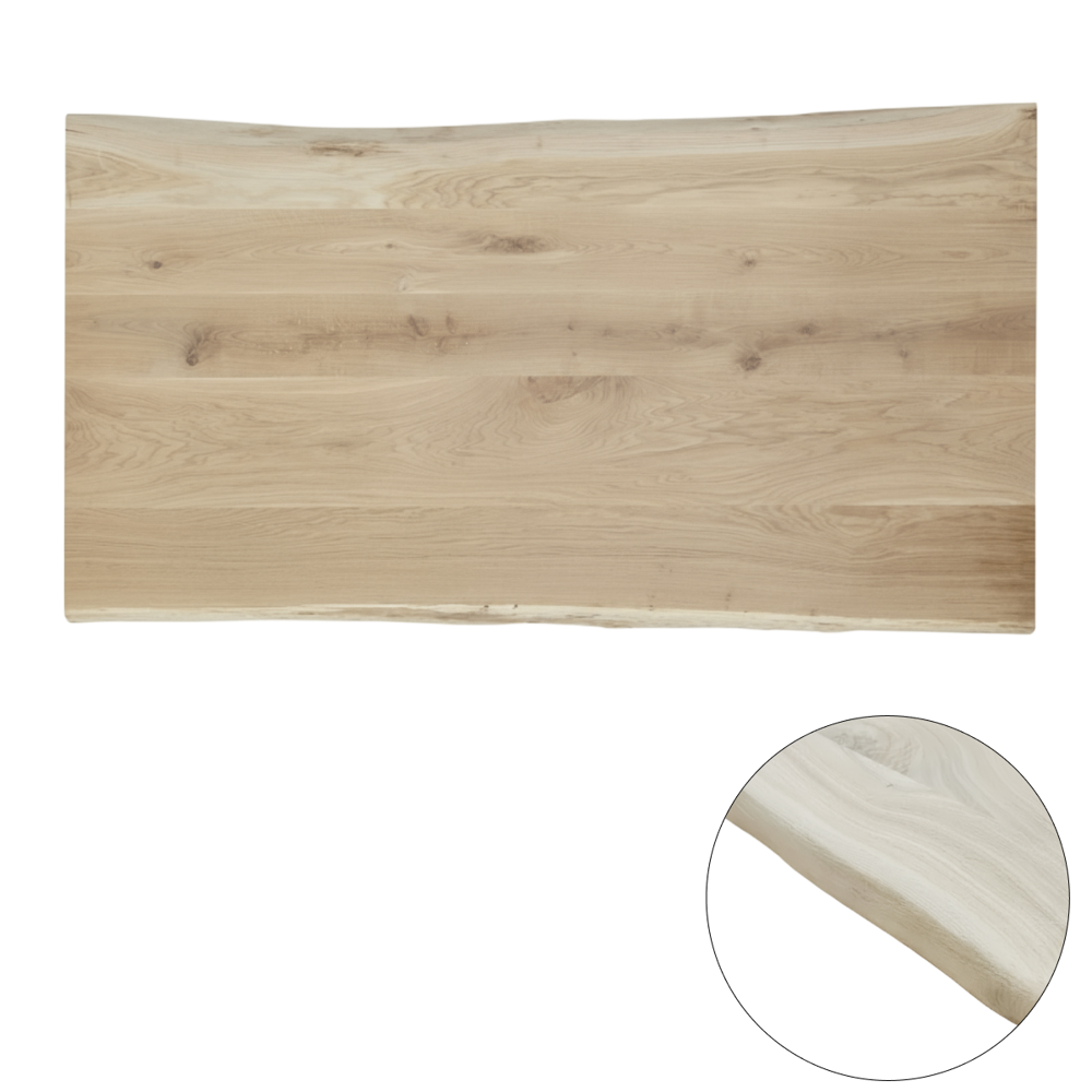 Tafelblad rustiek eiken 2-lange zijden boomkant 40mm 2200x1000 onbehandeld