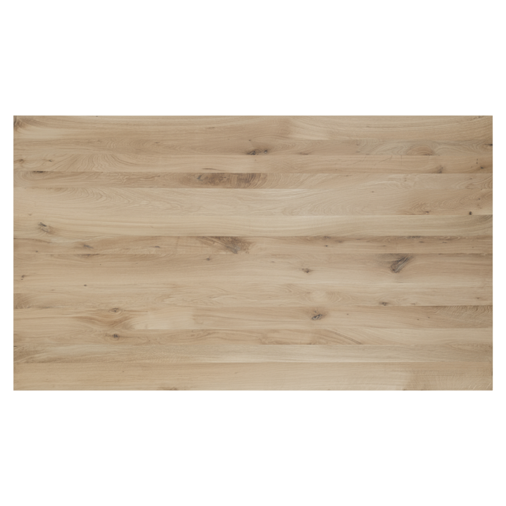 Tafelblad rustiek eiken 2-lange zijden rechte kant 40mm 800x800 onbehandeld