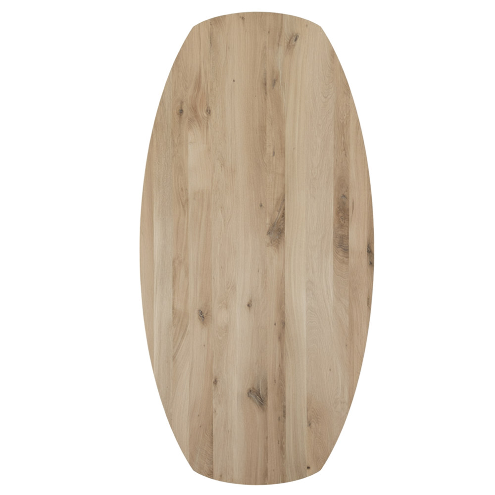 Tafelblad rustiek eiken Deens ovaal facet rand 40mm 200x100