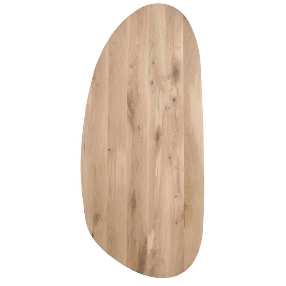 Tafelblad rustiek eiken nier ovaal facet kant 40mm 2300x1050 onbehandeld