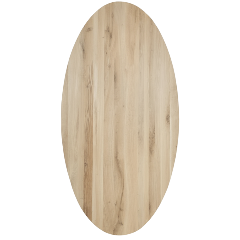 Tafelblad rustiek eiken ovaal rechte kant 40mm 220x100 onbehandeld