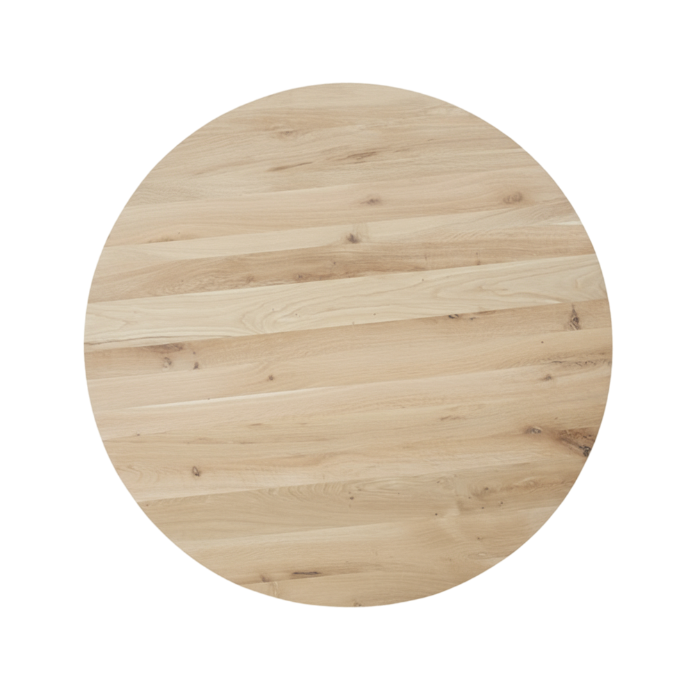 Tafelblad rustiek eiken rond rechte kant 40mm Ø1200 onbehandeld