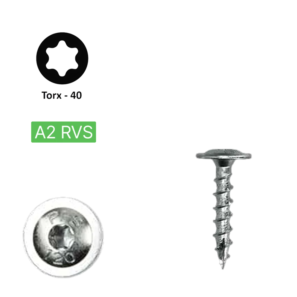 Flenskop schroef 6,0 x 40 Torx (T30) | PFS+ RVS A2 | 100 stuks