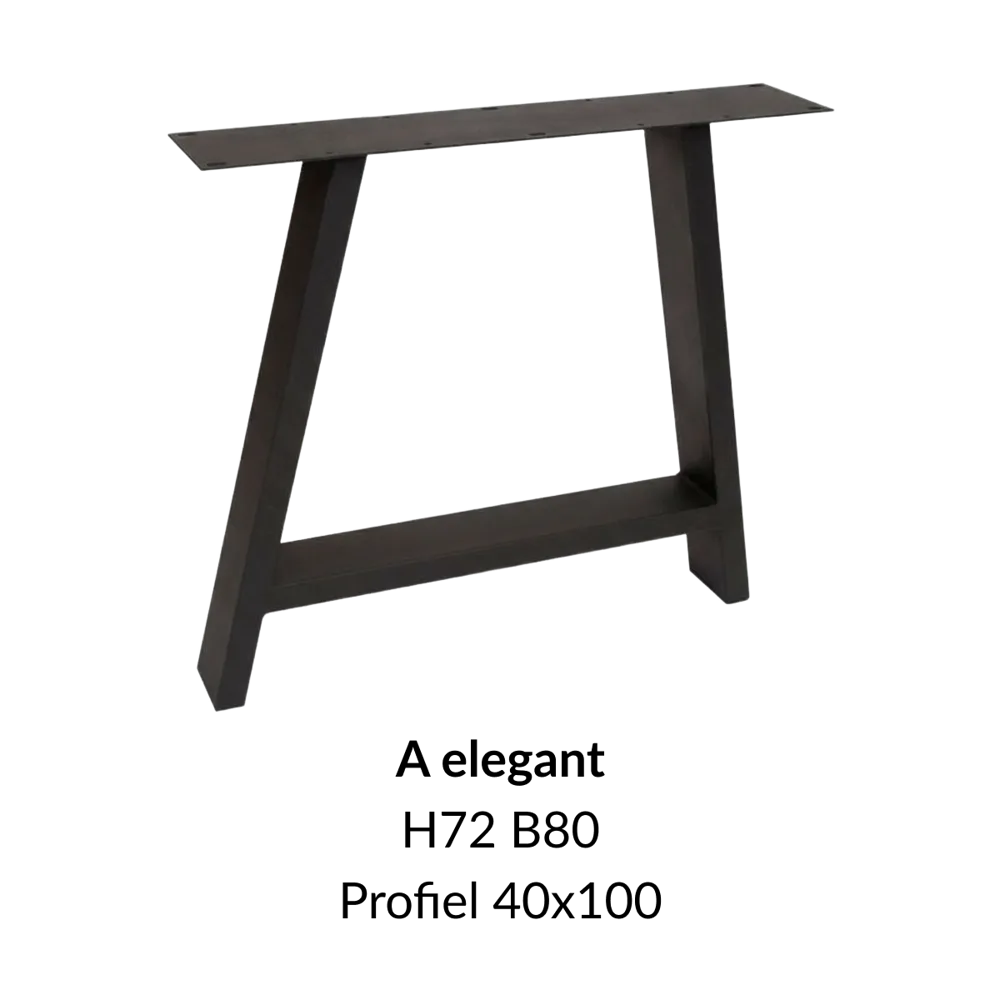 Metalen onderstel A elegant zwart RAL9005 - 80cm breed. Profiel 40x100mm