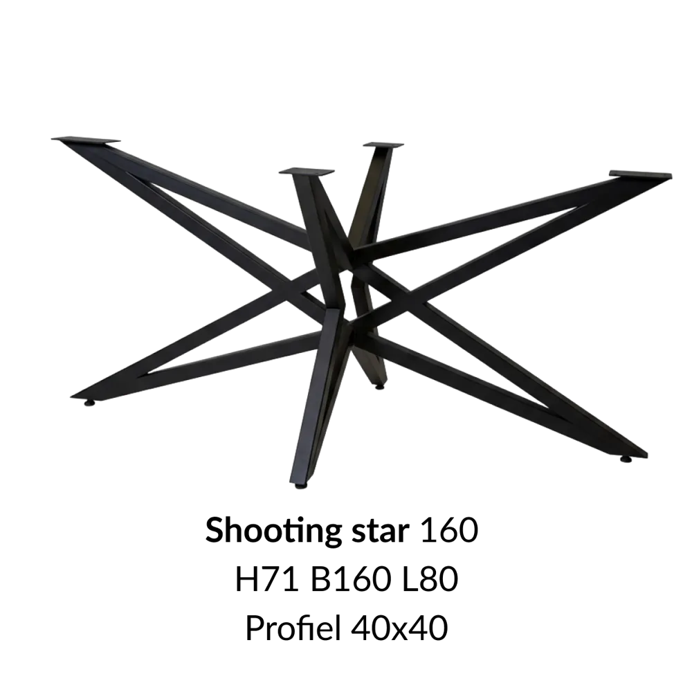 Metalen onderstel Shooting Star zwart RAL9005 - 160x80cm. Profiel 40x40mm