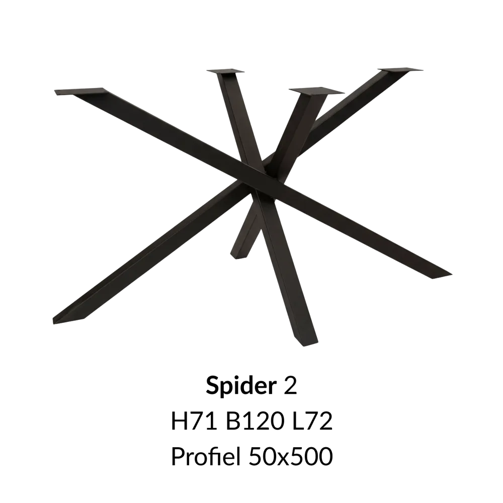 Metalen onderstel Spider 2 zwart RAL9005 - 120x80cm. Profiel 50x50mm