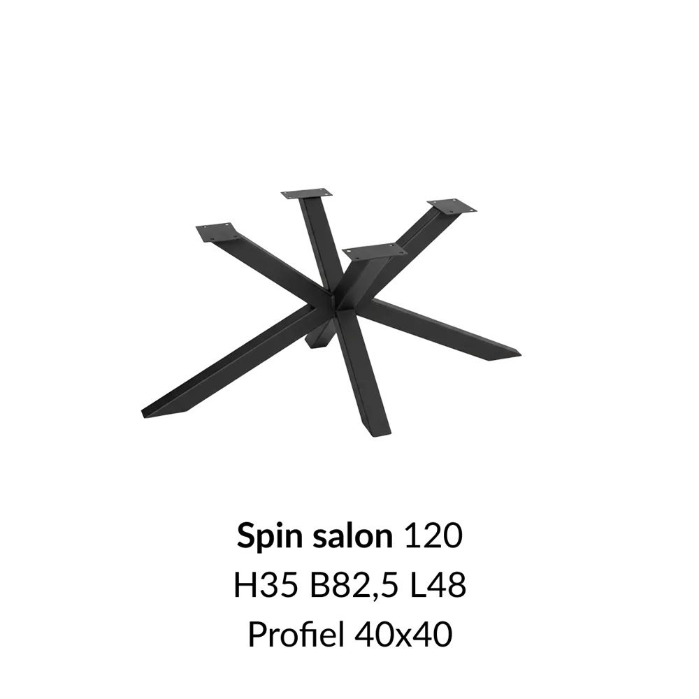 Metalen onderstel Spin 120 salon zwart RAL9005 - 48x82,5cm. Profiel 40x40mm