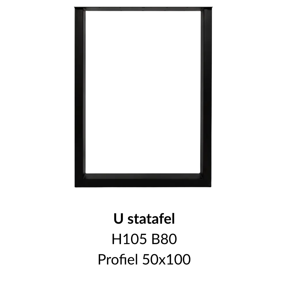 Metalen onderstel U elegant statafel zwart RAL9005 - 105cm hoog - 80cm breed. Profiel 50x100mm