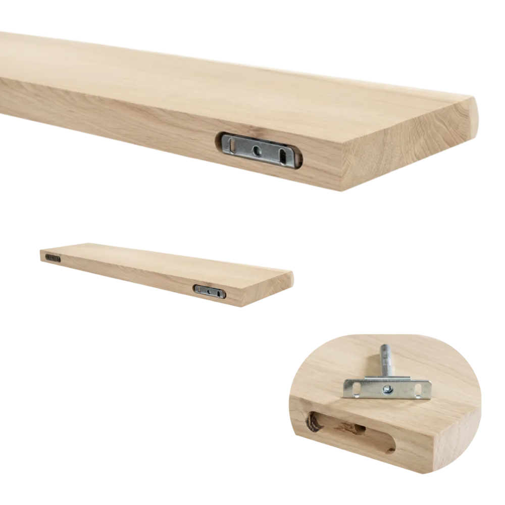 Plank rustiek eiken boomkant 40mm 1200x300 onbehandeld met blind bevestiging