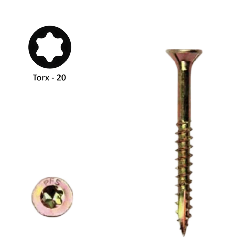 Spaanplaatschroef 4,5 x 60 Torx (T20) | PFS+ verzinkt | 200 stuks