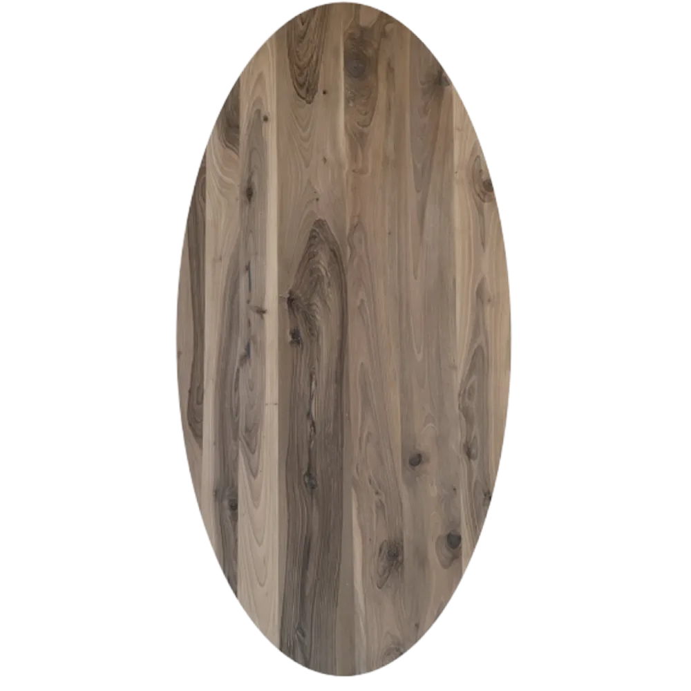 Tafelblad Europees walnoot ovaal facet kant 40mm 2200x1100 onbehandeld