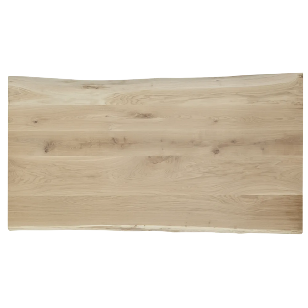 Tafelblad rustiek eiken 2-lange zijden boomkant 40mm 800x800 onbehandeld