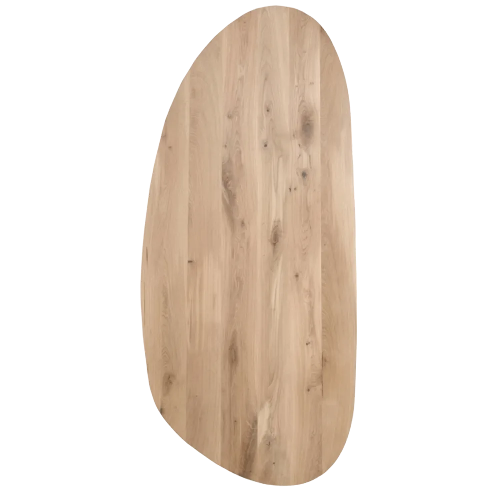 Tafelblad rustiek eiken nier ovaal facet kant 40mm 2500x1150 onbehandeld