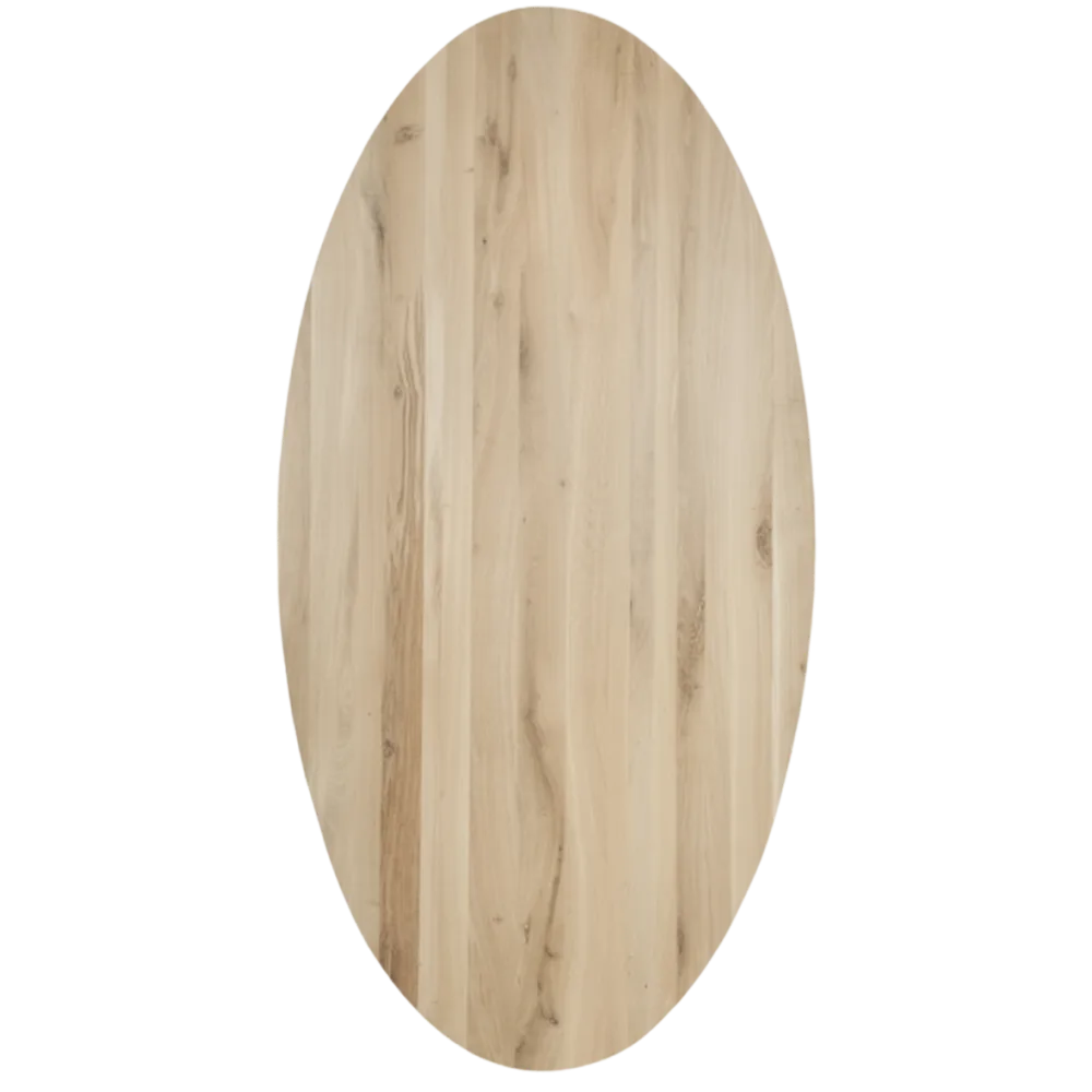 Tafelblad rustiek eiken ovaal facet rand 40mm 240x120 onbehandeld