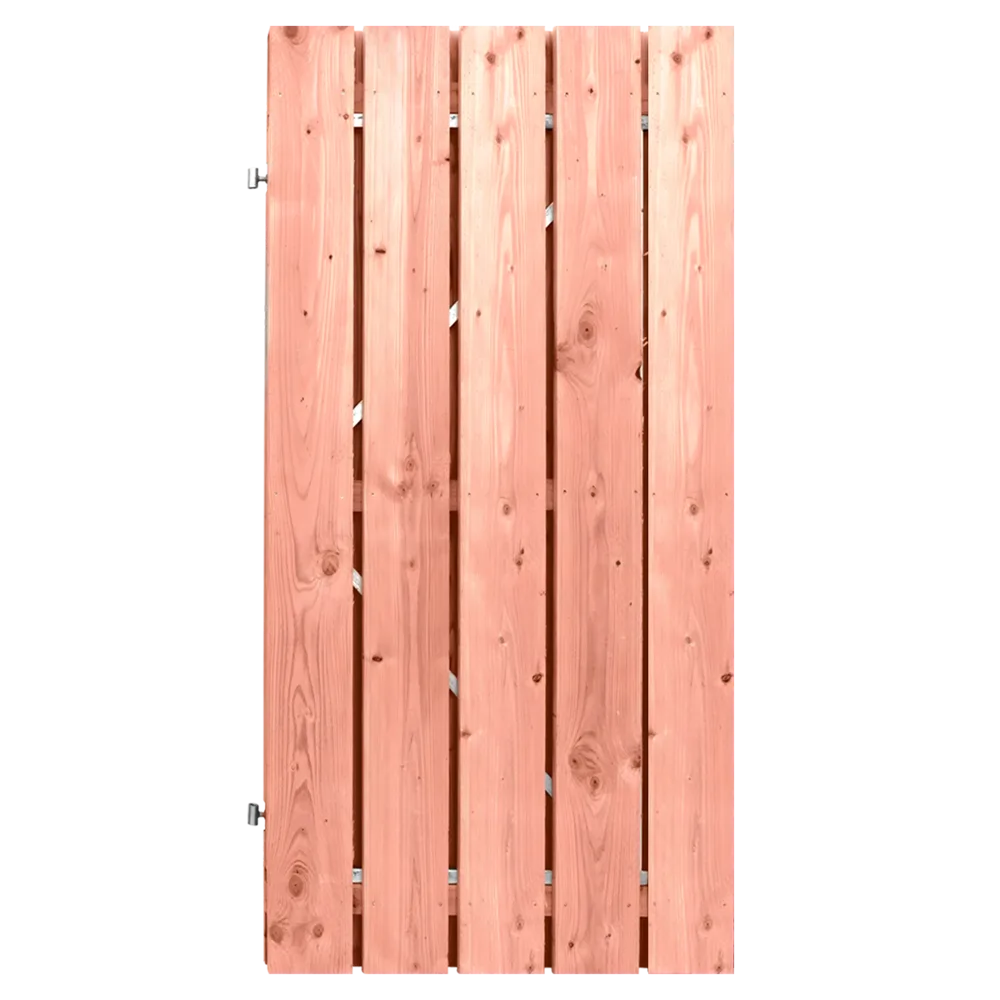Tuindeur Stalen frame 120 x 195 cm, plank 16 x 140 mm Lariks / Douglas