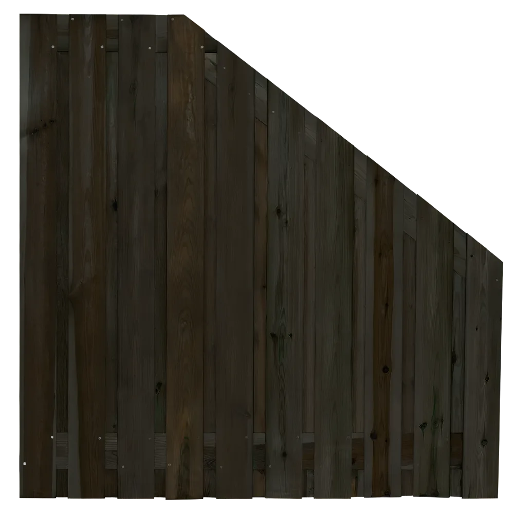 Tuinscherm 21 planks  180/90 x 180 cm Verloopscherm Zwart gespoten