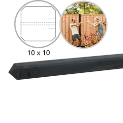 Betonpaal gecoat 10 x 10 x 280 cm diamantkop Antraciet Eindpaal