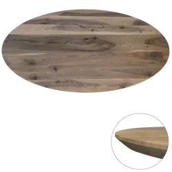 Tafelblad Europees walnoot ovaal facet kant 40mm 2200x1100 onbehandeld