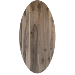 Tafelblad Europees walnoot ovaal facet kant 40mm 2600x1200 onbehandeld