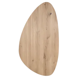 Tafelblad rustiek eiken kiezel ovaal facet kant ronding links 40mm 2600x1300 onbehandeld