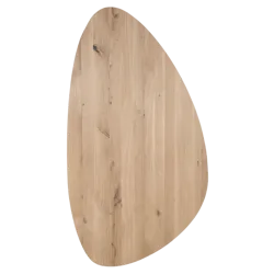 Tafelblad rustiek eiken kiezel ovaal facet kant ronding rechts 40mm 2200x1200 onbehandeld