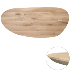 Tafelblad rustiek eiken nier ovaal facet kant 40mm 2500x1150 onbehandeld