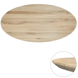 Tafelblad rustiek eiken ovaal facet rand 40mm 240x110 onbehandeld