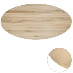 Tafelblad rustiek eiken ovaal rechte kant 40mm 120x70 onbehandeld
