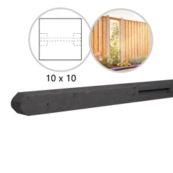 Betonpaal stamp 10 x 10 x 280cm Antraciet Tussenpaal