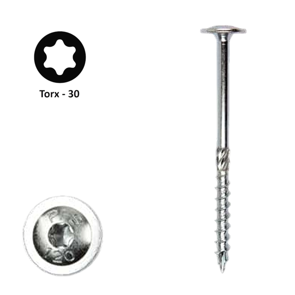 Flenskop schroef 6,00 x 140 Torx (T30) | PFS+ verzinkt | 100 stuks