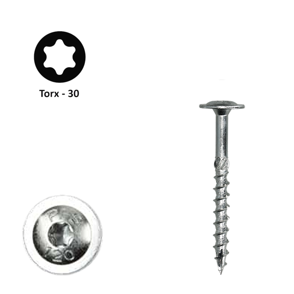 Flenskop schroef 6,00 x 50 Torx (T30) | PFS+ verzinkt | 100 stuks