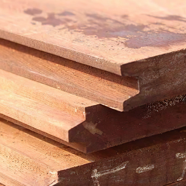 Hardhouten Damwand 50 mm TLV– Hoogte 500 cm | Azobé & Okan Veer/Groef