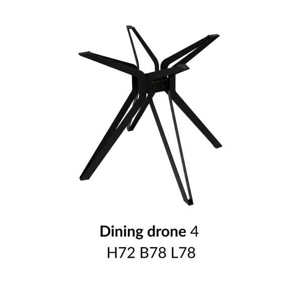 Metalen onderstel Dining Drone 4 zwart RAL9005 - 89x72cm.