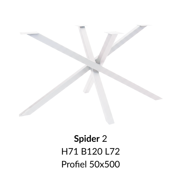 Metalen onderstel Spider 2 wit RAL9010 - 71cm hoog - 120x80cm. Profiel 50x50mm