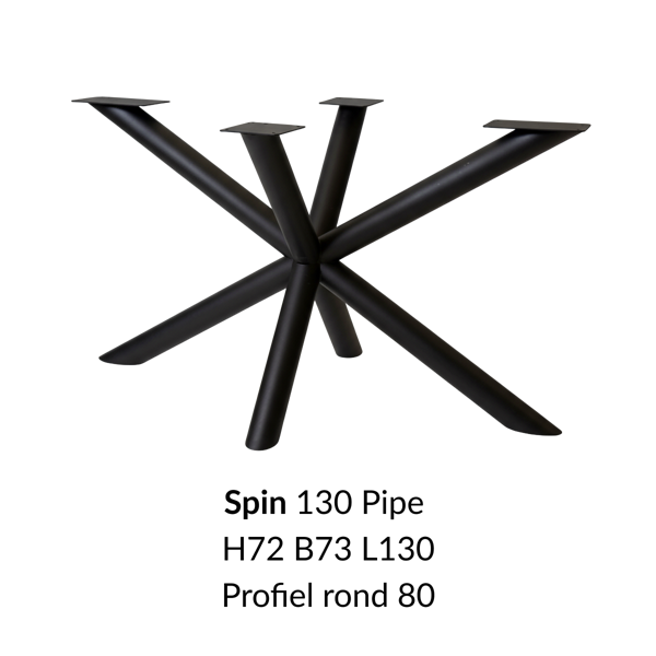 Metalen onderstel Spin 130 Pipe zwart RAL9005 - 130x73cm. Profiel Ø80mm
