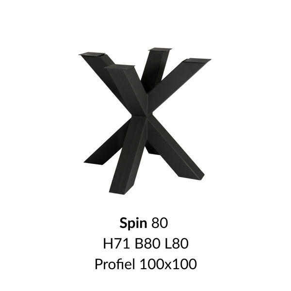 Metalen onderstel Spin 80 zwart RAL9005 - 80x80cm. Profiel 100x100mm
