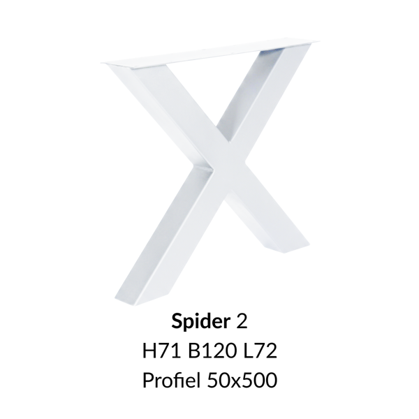 Metalen onderstel X wit RAL9010 - 71cm hoog - 80cm breed. Profiel 100x100mm