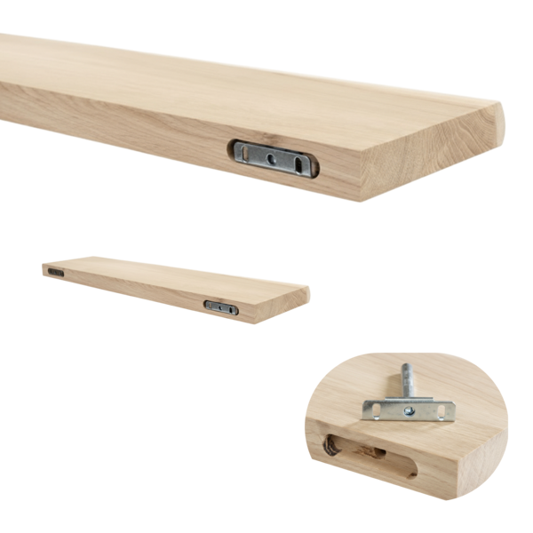 Plank oud eiken afgerond 40mm 1200x250 onbehandeld met blind bevestiging