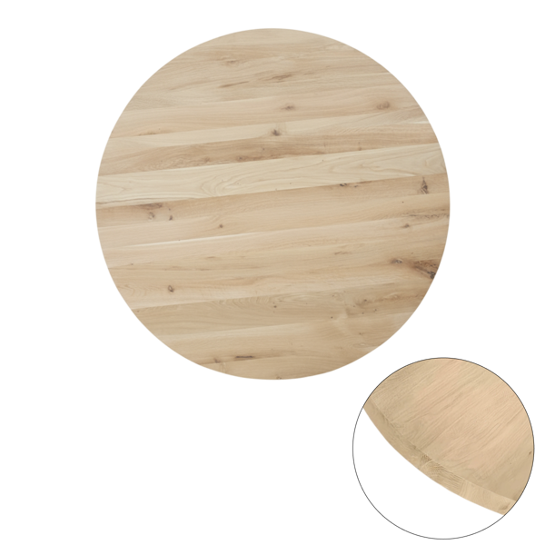 Tafelblad rustiek eiken rond rechte kant 40mm Ø1000 onbehandeld