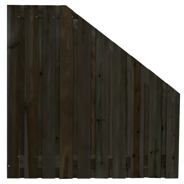 Tuinscherm 21 planks  180/90 x 180 cm Verloopscherm Zwart gespoten